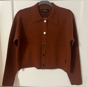 Truth Women's M cropped chocolate Brown cardigan